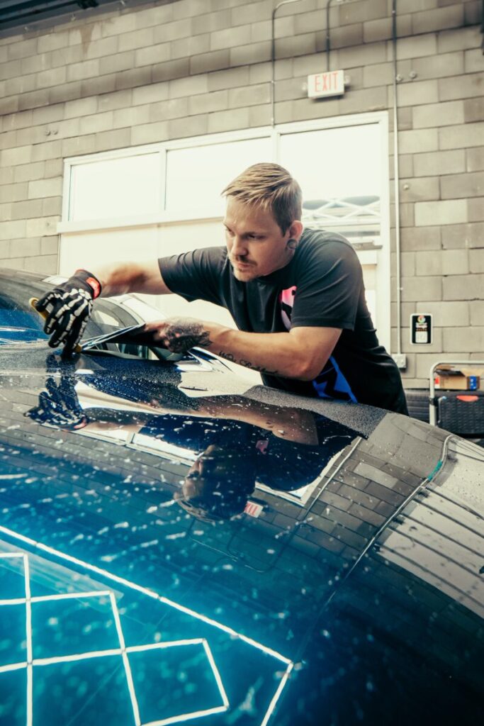 Lucid Air colored PPF installation