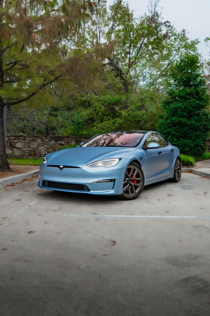 Blue Wrapped Model S Tesla